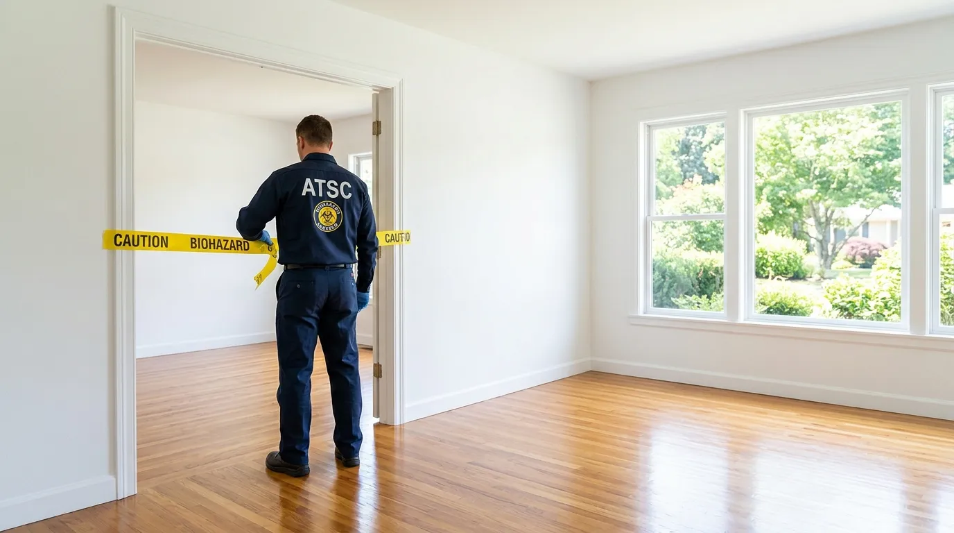 Certified biohazard cleanup crew performing Decomposition Cleanup in Waterville